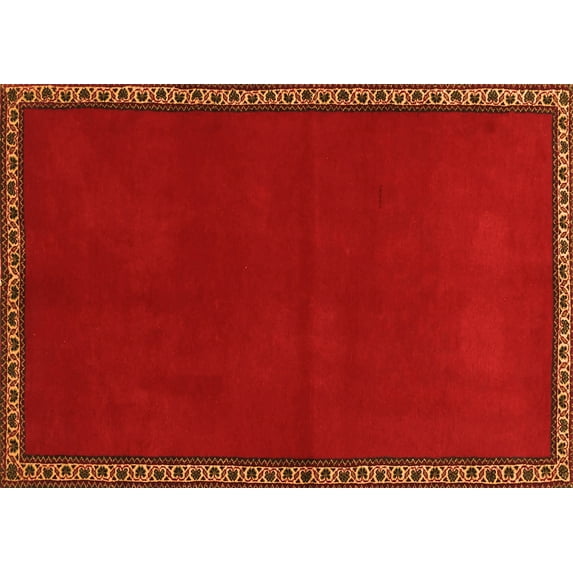 Ahgly Company Indoor Rectangle Abstract Orange Contemporary Area Rugs, 2' x 3'