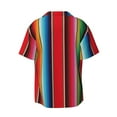thumbnail image 2 of Xecao offers the Mexican Serape Blanket Stripes for Men's Casual Short-sleeved Shirt, a button-up collared shirt with a pocket, perfect for beach vacations and yacht travel in the XX-Large size., 2 of 7