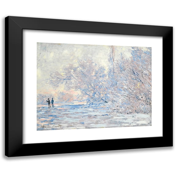 Claude Monet 14x12 Black Modern Framed Museum Art Print Titled - The Frost in Giverny (1885)