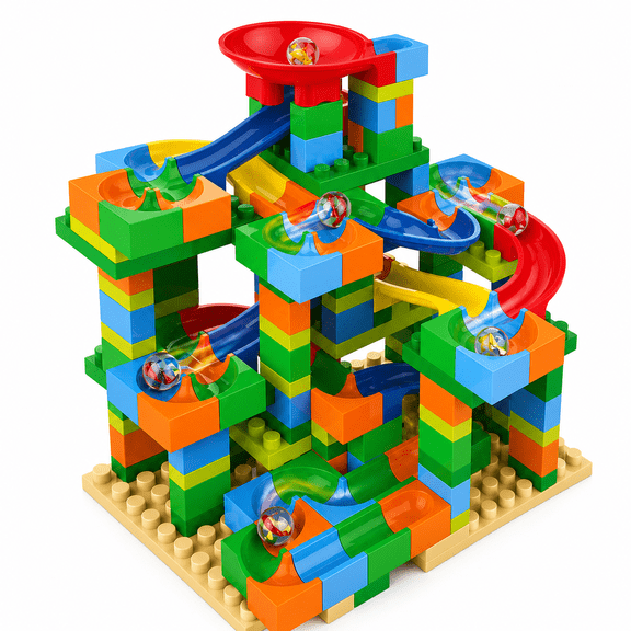 SSLittleminds 221-Piece Track Maze Building Blocks & Marble Run, Ages 3 