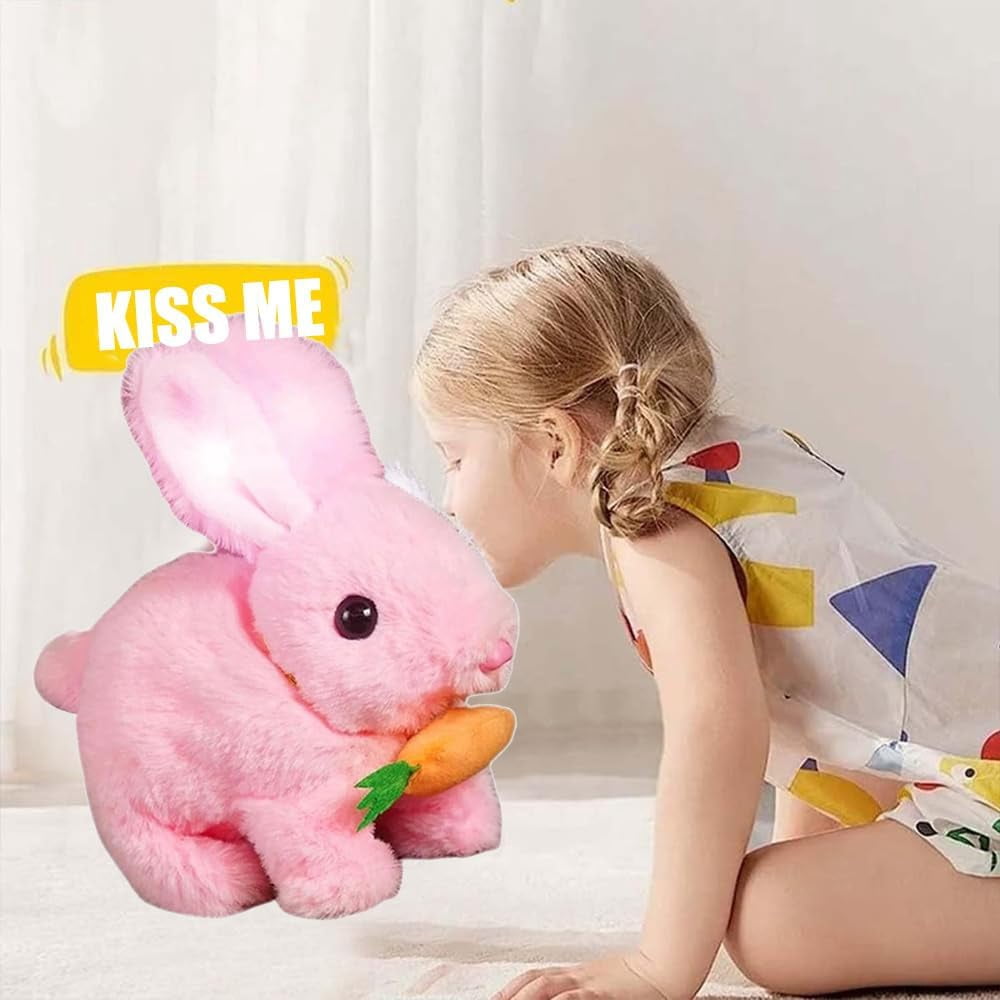 Guvpev 3Pcs Bunby - My Realistic Bunny Toy, Bunny Stuffed Animal with Sounds and Movements, Bunny Toys for Kids, Jumping, Twitching, and Shaking Ears, Handmade Rabbit Interactive Toys for Boys Girls