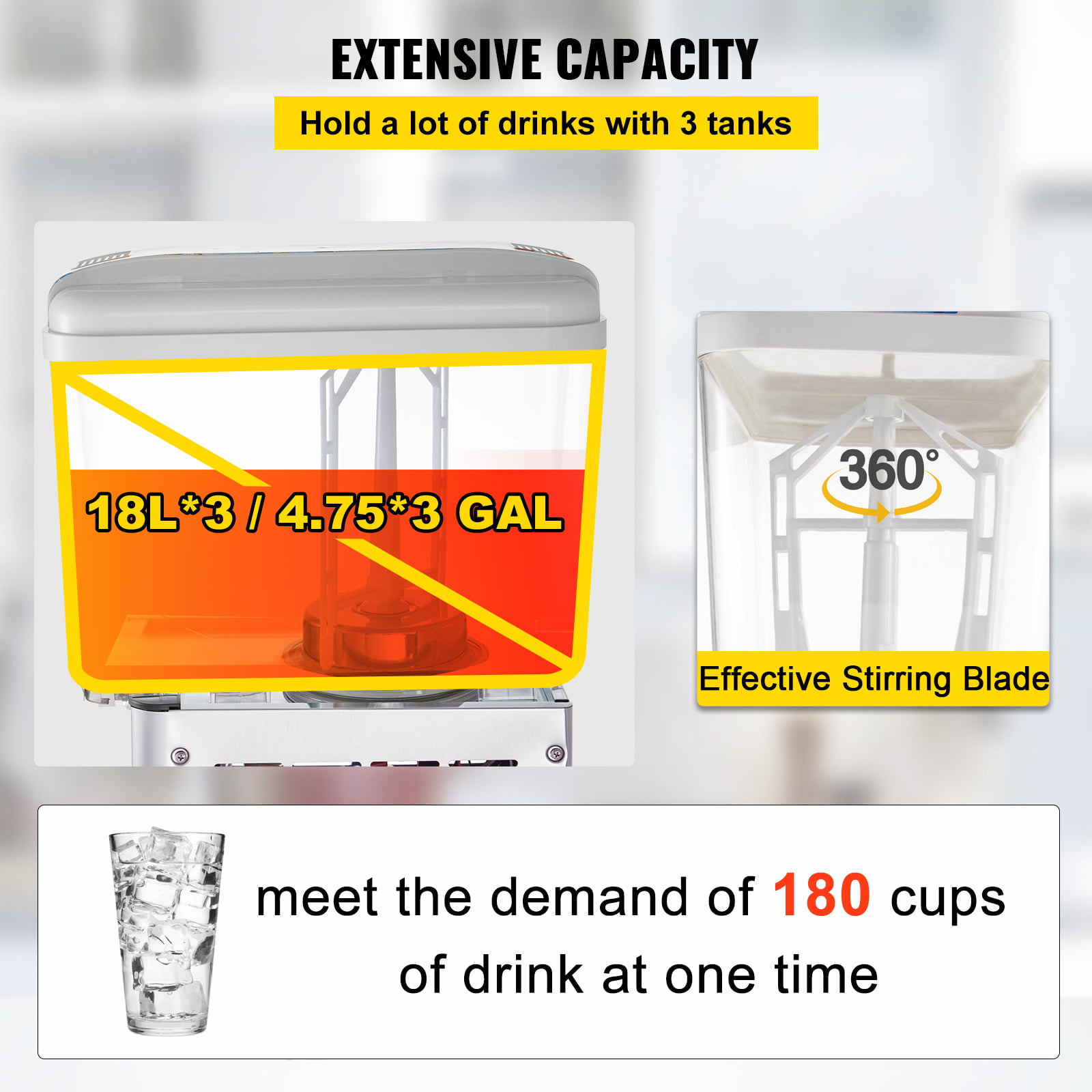 VEVOR 110V Commercial Beverage Dispenser,9.5 Gallon 36L 2 Tanks Juice Dispenser Commercial,18 Liter per Tank 300W Stainless Steel Food Grade