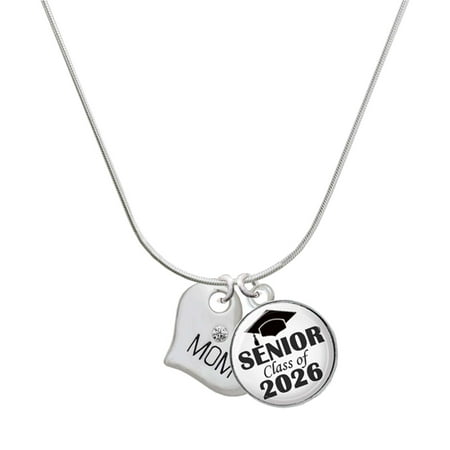 Delight Jewelry Silver-tone Large Mom Heart with Clear Crystal – Silvertone Senior Class of 2026 Dome Necklace 18 Delight Jewelry Silver-tone Large Mom Heart with Clear Crystal – Silvertone Senior Class of 2026 Dome Necklace 18
