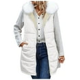 thumbnail image 4 of adviicd Long Puffer Vest Women Fleece Sherpa Jacket Sleeveless Hooded Reversible Zip Up Winter Fur Trim Warm Coat Fall Vests Outerwear (White, 4XL), 4 of 9