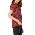 thumbnail image 5 of Unique Bargains Women's Ruffle Polkd Dots Stand Collar Short Sleeve Blouse Tops, 5 of 8