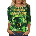 thumbnail image 2 of Ounisa Womens 3/4 Sleeve T Shirt Crew Neck St.Patrick's Day Printed Pullover Loose Fit Casual Fashion Contemporary Tops S-3XL, 2 of 5