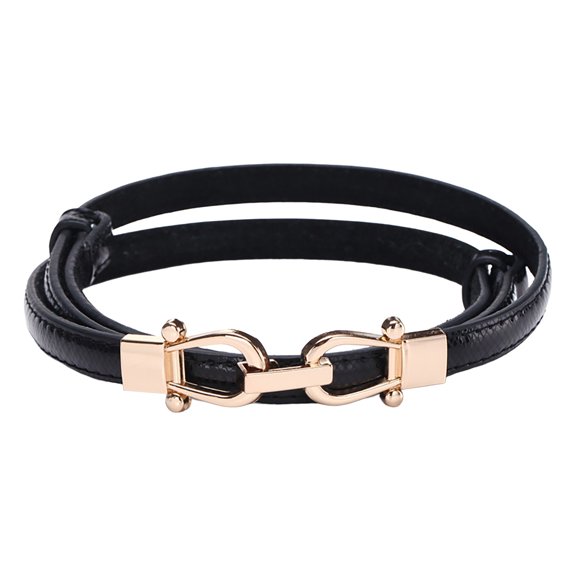 Hwmodou Ladies Belts Women Skinny Leather Belt Solid Color Lock Adjustable Waistband Thin Waist Belt Loose Leisure Elegant Pants Dress Apparel Accessories Girdle