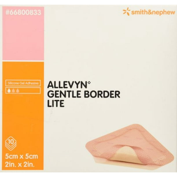 Allevyn Gentle Border Lite Foam Dressing 2 X 2 Inch Square Adhesive