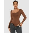 thumbnail image 2 of Eternatastic Women's Crew Neck Long Sleeve Bodysuit T Shirts Basic Tops Body Suit, 2 of 6