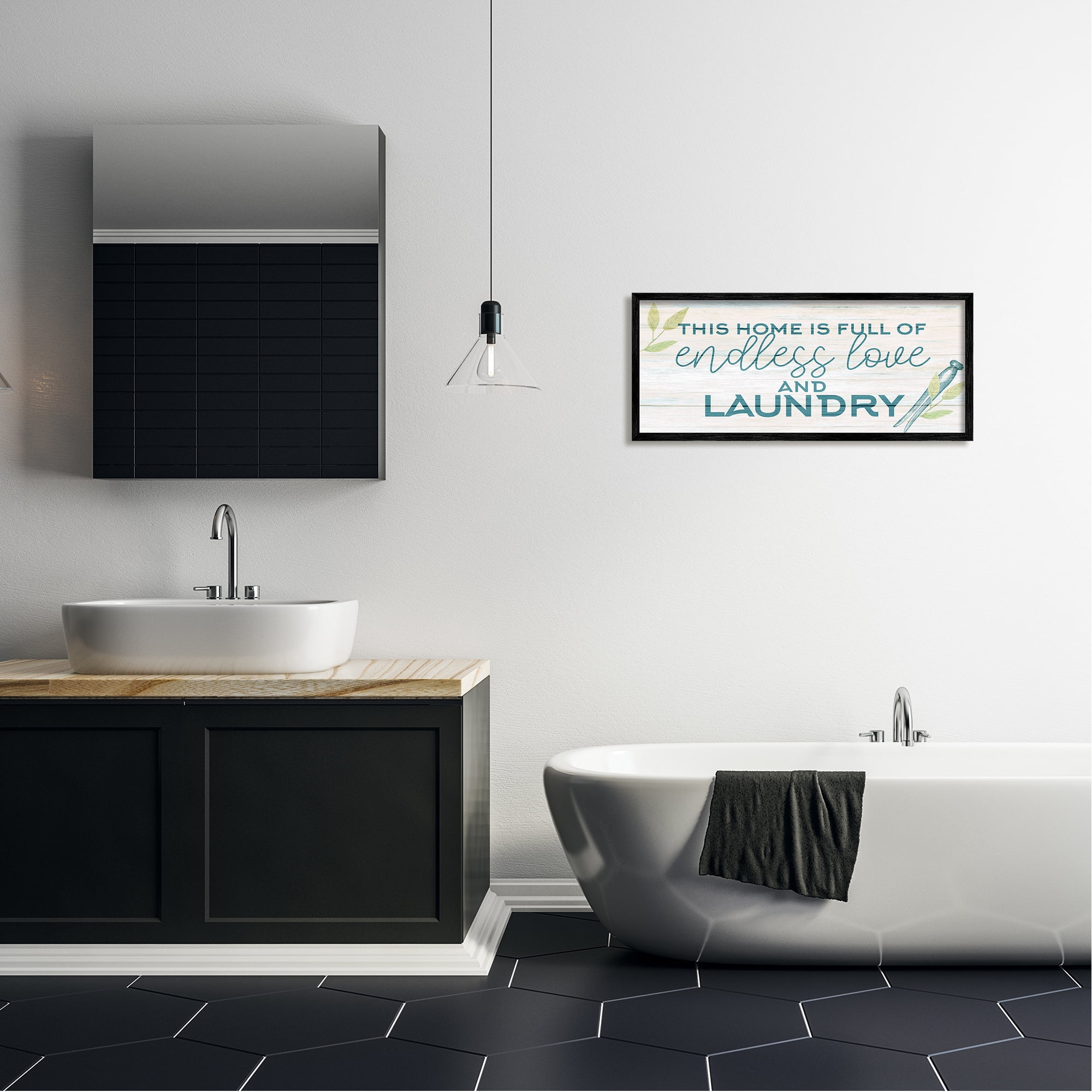 Stupell Industries Love & Laundry Botanicals Botanical & Floral Painting Black Framed Art Print Wall Art, 30 x 13