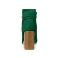 thumbnail image 4 of BLISSFUL STEP Ankle Boots Solid Round Toe Side Zip Buckle Heels Green 6, 4 of 8
