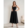 thumbnail image 2 of Vestido KUTUMAI de encaje de verano con cuello cuadrado, midi, negro para mujer, 2 of 5