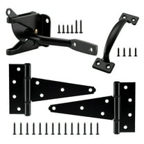 WellMade Wood Heavy Duty Gate Hardware Set，6" Gate Tee Hinge,Pull Set Gate Hardware Kit for Outdoor Fence Swing Gate Black Finish，with Screws