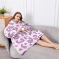 thumbnail image 5 of Oversized Wearable Blanket Hoodie,Pink and Purple Of Leopard Print Sherpa Blanket Hoodie with Super Pockets,Super Warm Fuzzy Pullover for Women & Men, 5 of 6