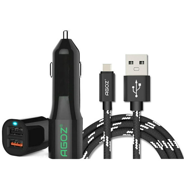 Agoz Fast Charge Dual Port Car Charger Adapter For
