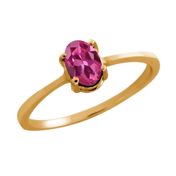 0.50 Ct Oval Pink Tourmaline 14K Yellow Gold Ring by