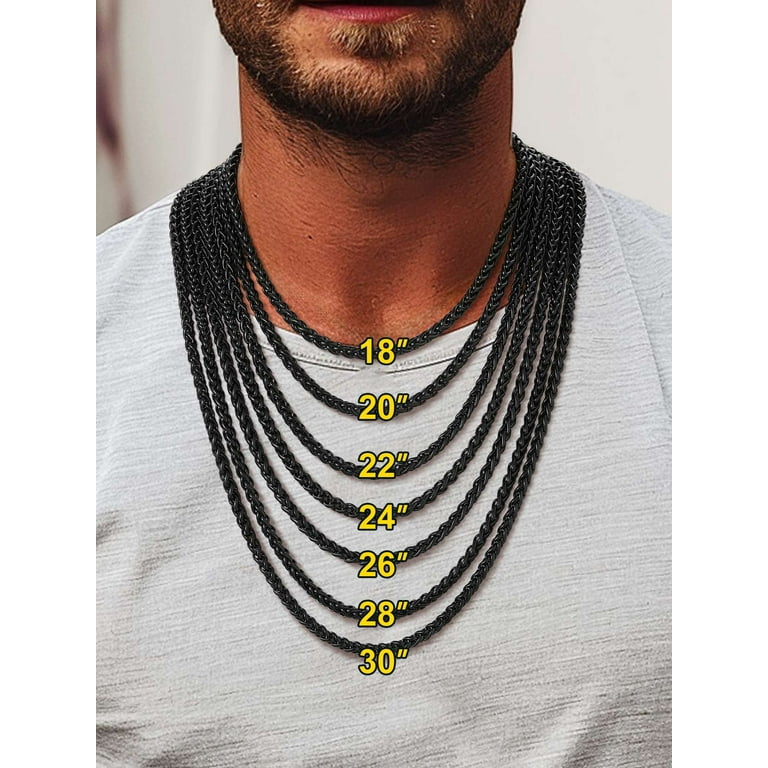 ChainsProMax Black Neck Chain 3mm 18 inch Women Men Necklace for