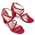 thumbnail image 3 of Sandalia DREAM PAIRS MADISON Roja de Gamuza con Tacón Bajo y Grueso 7.5, 3 of 9