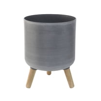 Modena 10.75" Planter with Stand, Brushed Grey