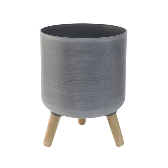 Modena 10.75" Planter with Stand, Brushed Grey