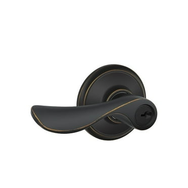 SCHLAGE F51A CHP 716 Champagne Lever Keyed Entry Lock, Aged Bronze