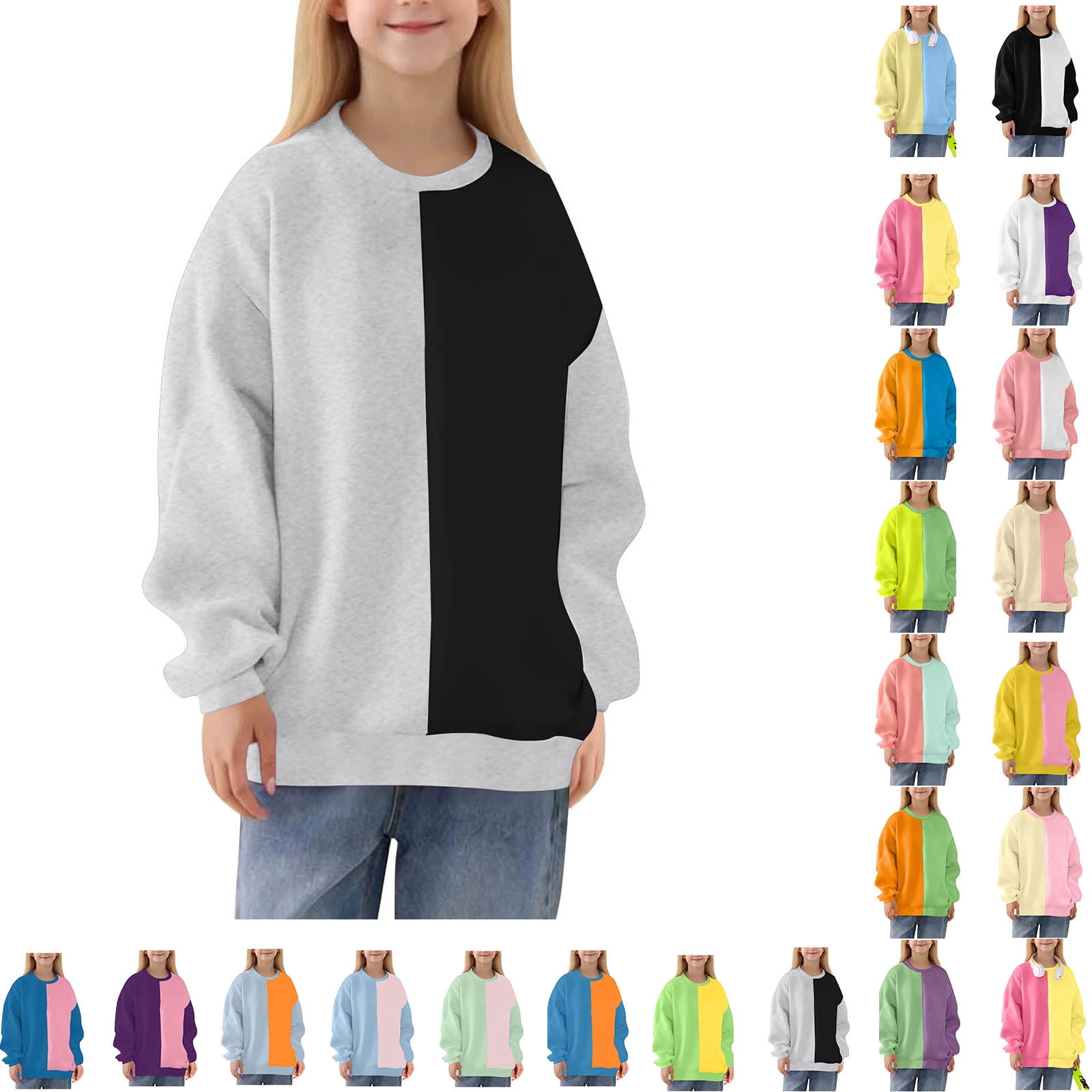 Swuxness Boys Long Sleeve Fleece Sweatshirts Print Round Neck Non Hooded Versatile Fall Tops