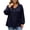Navy, variant on Plus Size Tops for Women Long Sleeve V Neck Lace Trim Casual Henley Button Front Side Tie Tunic Top Loose Fit Trendy Blouse
