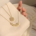 thumbnail image 3 of enjoywould Clavicle Chain Electroplating Rhinestone Two Ways Wearing Heart-shaped High Gloss Decorate Neck Ornament Transform Luxury Four Leaf Clover Pendant Necklace for Dating, 3 of 5