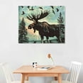 thumbnail image 2 of Orinice Moose Birds Trees Fine Art AestheticWall Painting for Classroom Kitchen Office Farmhouse Bathroom Room Decor Pictures Wall Art Print On Canvas Living Room Bedroom Home Office Wall, 2 of 6