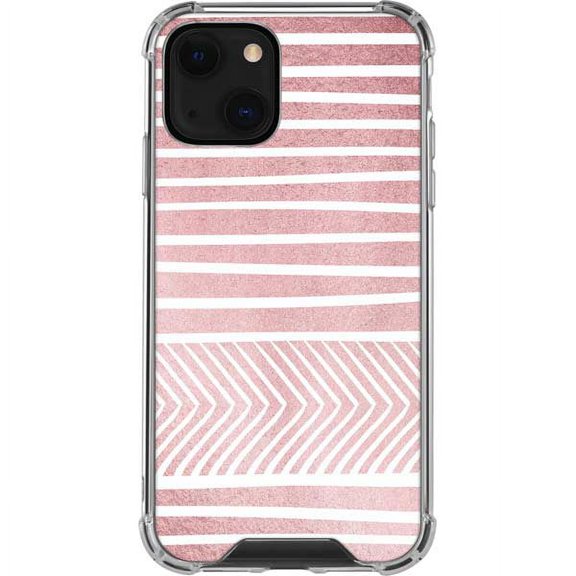 Skinit Stripes Pink and White Stripes iPhone 14 Plus Clear Case