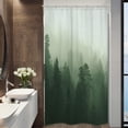 thumbnail image 2 of Small Stall Shower Curtain for Bathroom Decor 36Wx72H Narrow Half Rv NatureGreen Mens Misty Tree Mountain Foggy Woodland Art Printed Fabric Polyester Waterproof 7 Pack Plastic Hooks, 2 of 6