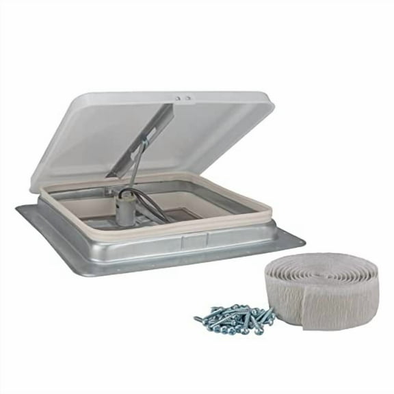 RecPro 14" RV Roof Vent Kit w/Butyl Tape w/12 Volt Fan | White | #71112-C | RV Replacement Vent (1 Pack)