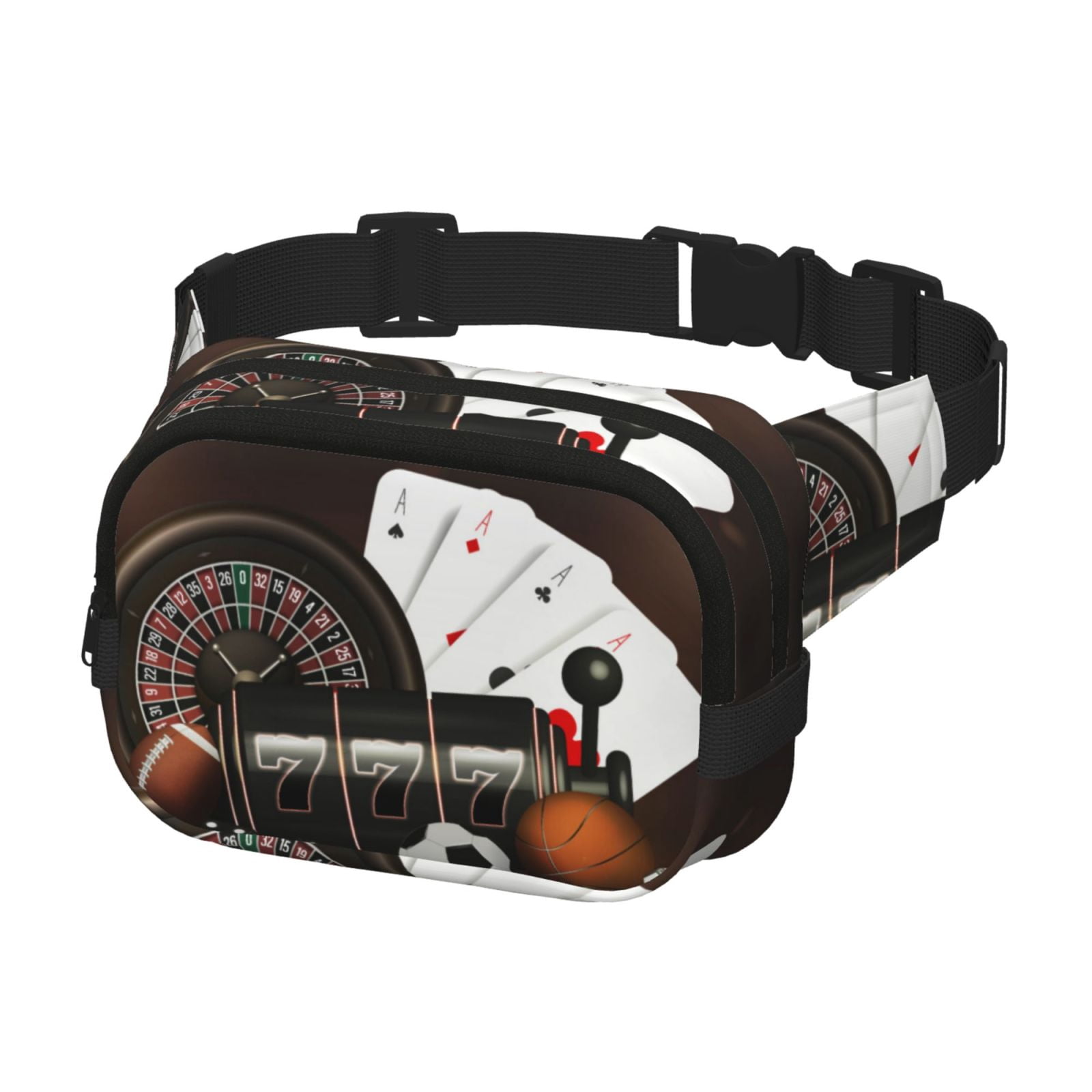 Picia Casino And Sports Print Square Double-Layer Waist Bag Mini Adjustable Waist Belt Bag Exercise Running Travel Hiking