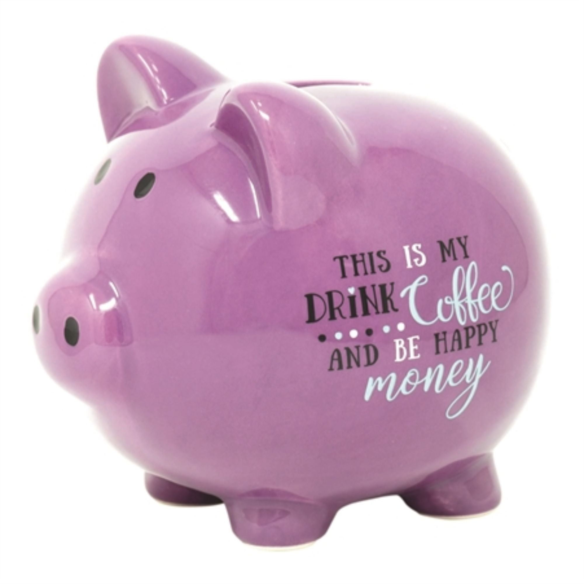 5.75" Purple and Black Classic Style Quote Printed Piggy Bank