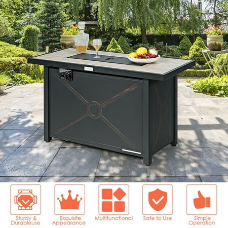Gymax 42 Rectangular Propane Gas Fire, Academy Fire Pit Cover