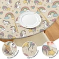 thumbnail image 4 of Cartoon Unicorn Rainbow Heart Star Cloud Pattern Round Fitted Tablecloth with Elastic Edge,Dining Table Cover Waterproof,Outdoor Round Tablecloth for Camping,Dining,Indoor and Outdoor, 4 of 7