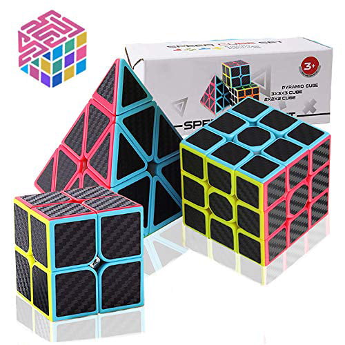 Z-cube 3x3x3 Pyramid Magic Cube Twist Puzzle Toys Carbon Fiber Sticker for sale online 