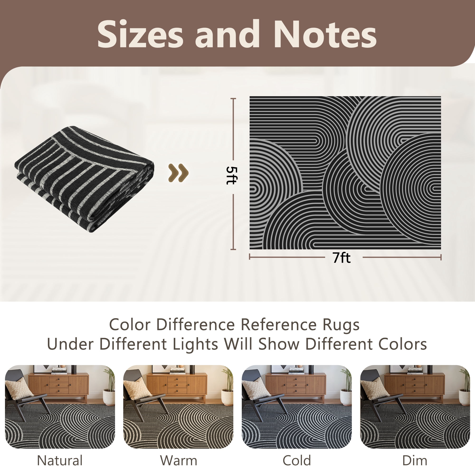 SIXHOME 5'x7' Area Rug Washable Boho Modern Rugs for Living Room Bedroom Jacquard Geometric Soft Carpet Non Slip Indoor Rugs for Dining Room Home Office Neutral Gray Black
