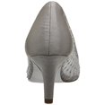 thumbnail image 2 of ADRIANNA PAPELL Womens Silver Mesh Rhinestone Padded Jamie Peep Toe Kitten Heel Slip On Leather Pumps Shoes 6 M, 2 of 4