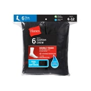 Hanes Men's Cushion Crew Socks, 6-Pairs Black 6-12
