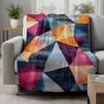 thumbnail image 2 of Colorful Geometric Blanket Soft Cozy Warm Twin Blanket for Bed, Plush Fuzzy Flannel Fleece Blankets for Sofa, Rhombus Abstract Impressionist Throw Blankets for Couch, Gifts for Men, 60"x80", 2 of 9