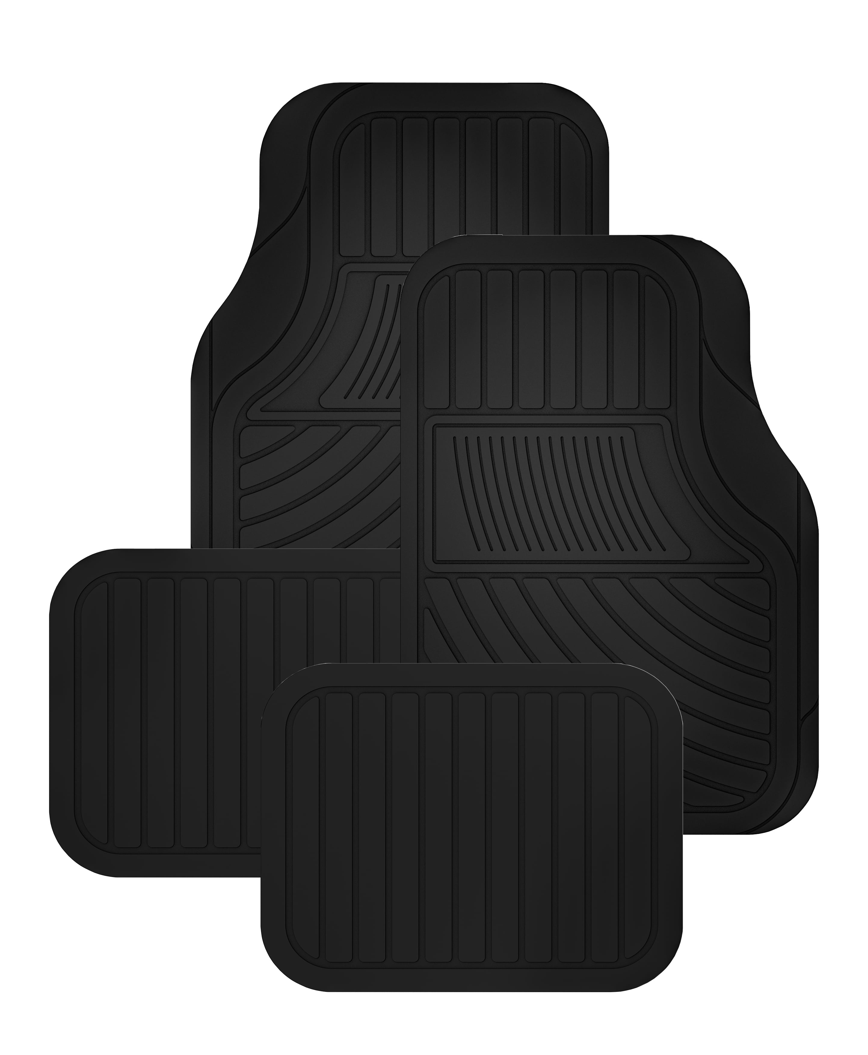 Auto Drive 4PC Rubber Floor Mats Cursor Black - Universal Fit