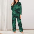 thumbnail image 2 of Salouo Green Leave Fern Pattern Women's Pajamas Set Long Sleeve Button Down Sleepwear Soft Pj Lounge Sets for women 2 Piece Pjs Set with Long Pants-Medium, 2 of 7