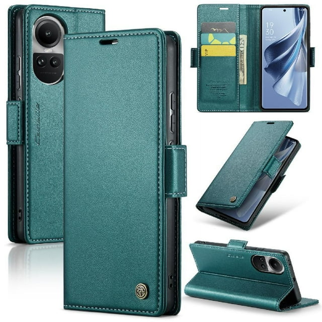 Funda tipo cartera OPPO Reno 10 5G con cierre magnético, RFID, tarjetero, soporte, carga inalámbrica