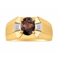 thumbnail image 1 of RYLOS Men's Rings 14K Yellow Gold Rings Classic Designer  9X7MM Oval Gemstone &  Diamond Ring Smoky Quartz June Birthstone Ring Size 13, 1 of 7