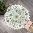 thumbnail image 2 of Small Round Rug Circle Cute Bath Mat with Pom Poms Fringe Floral Plant Washable Bathroom Rugs Soft Non-Slip Circular Throw Rug Carpet for Shower Sink Powder Room Nursery Bedroom Table, 2 of 8