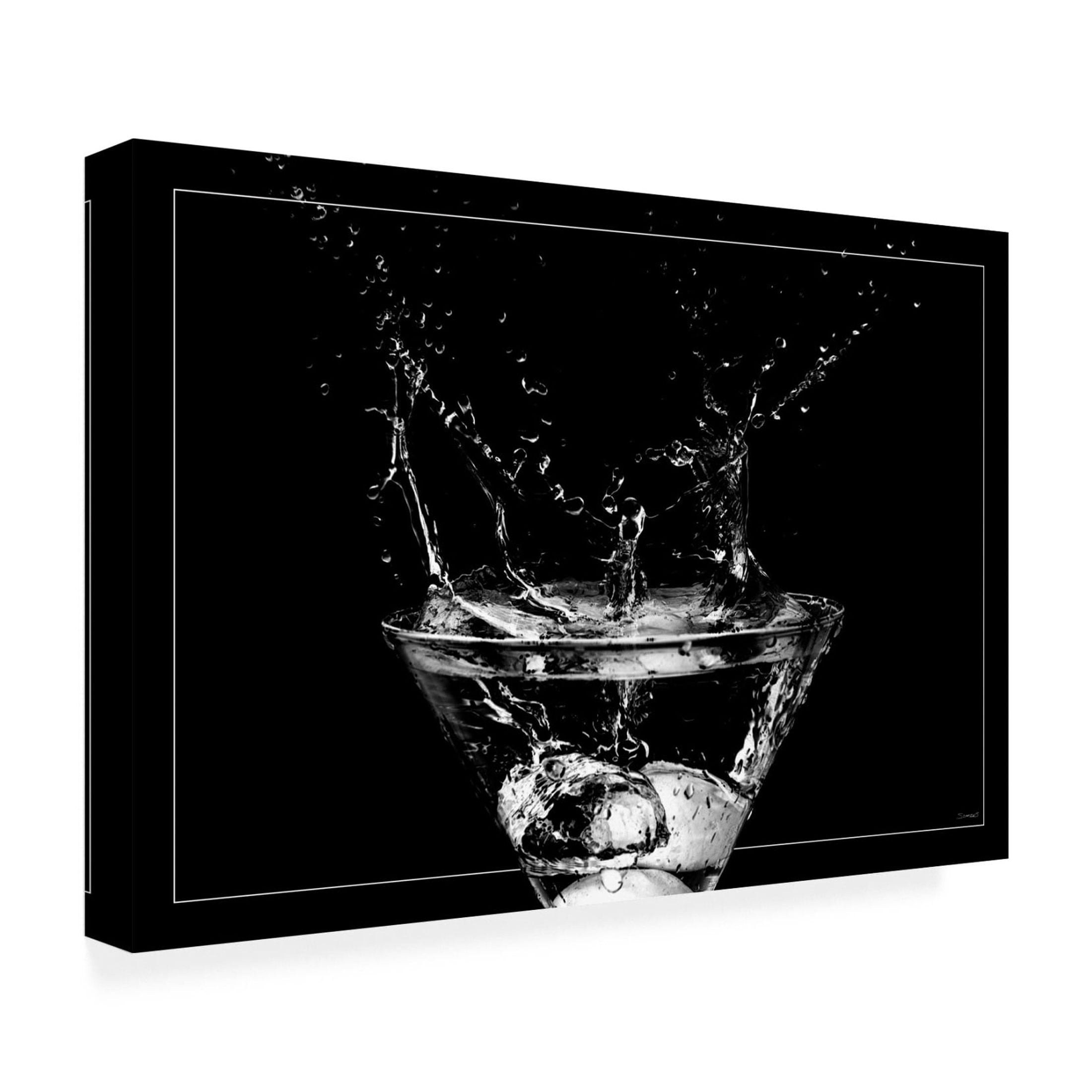 Canvas Wall Art - Gordon Semmens 'Martini Splash 14' Wall Art for Living Room, Bedroom, or Office Décor by Trademark Fine Art - 19 x 12 Inches