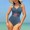 thumbnail image 5 of Elainilye Fashion Swimsuit for Women 2024 Tummy Control One Piece Swimsuit Spring Solid Color Mesh Bikini Swimsuit,Gray, 5 of 6