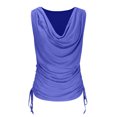 thumbnail image 3 of ZZwxWA Women Cowl Neck Tank Tops Summer Ruched Sleeveless Casual Shirts Pile Neck Womens Camisole Semi Transparent Drawstring, 3 of 5
