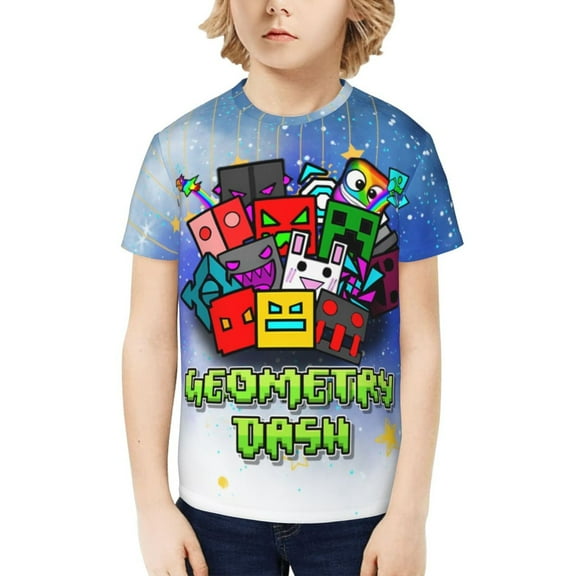 Geometry Dash Kids T-Shirt 3d Printed Graphic T-Shirts Boys And Girls Short Sleeve Shirts For Youth Kids X-Small